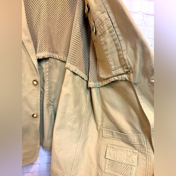 Orvis Zambezi Safari Fishing Twill Leather Trim Sport Coat Size 48 Tall - Picture 4 of 5